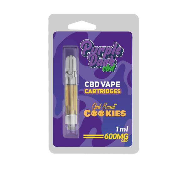 purple dabz cbd vape cartridges 300 & 600 mg - girl scot cookies